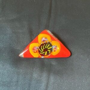 vintage multicolor blown glass brooch